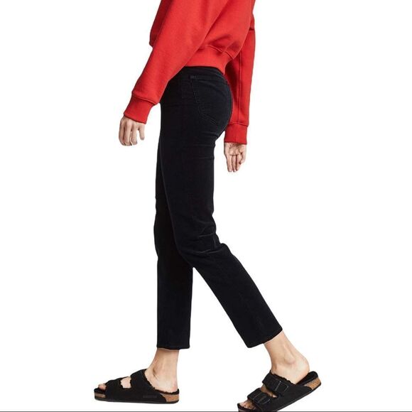 Nwt AG Isabelle Straight Crop Black Button Fly Corduroy Jean Size 23 - Picture 3 of 10